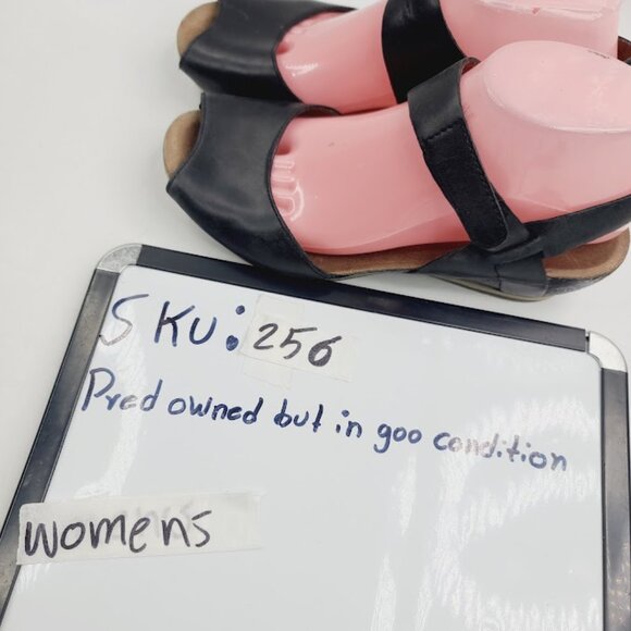 Dansko Women's Black Vera Wedge Leather Open Toe Slingback Sandal Size 7 - Picture 8 of 8